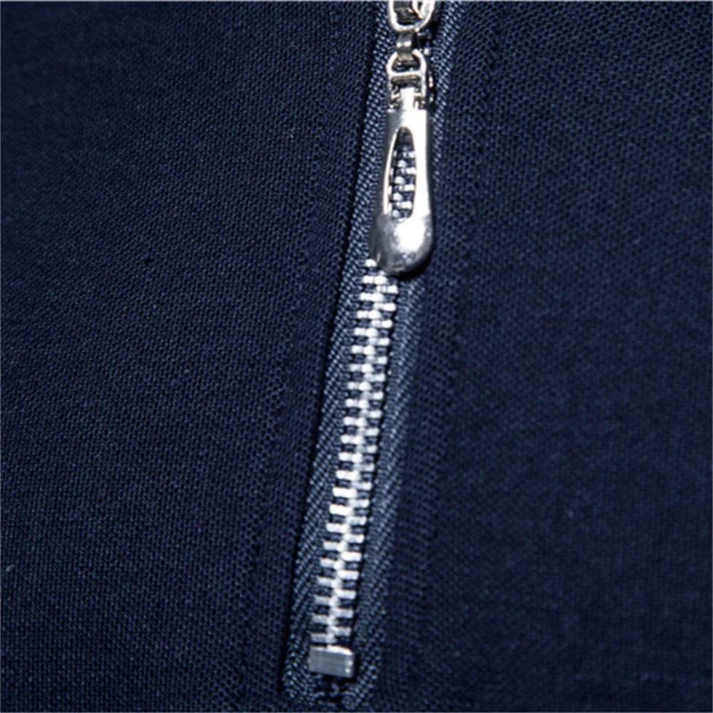 AIOPESON Men's Cotton Polo Shirt - Solid Color with Zipper Detail - Buy Center US