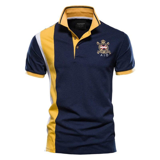 AIOPESON Men's Cotton Polo Shirt - Short Sleeve Badge Embroidery - Buy Center US