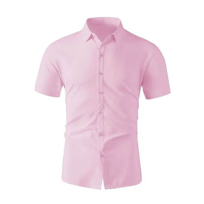 Men's Business Casual Short Sleeve Shirt - Solid Color, No Iron, Summer Ready - Buy Center US