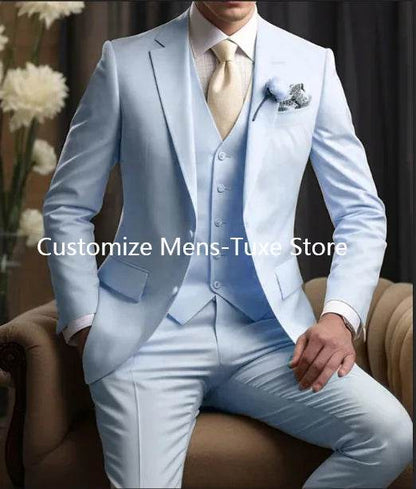 Elegant Men's Wedding Suit - Slim Fit 3-Piece Blazer, Pants & Vest - Buy Center US