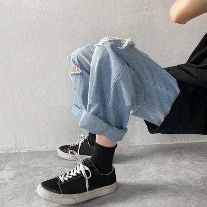 Men's Plus Size Distressed Denim Pants - Chic Hip Hop Streetwear Style - Buy Center US