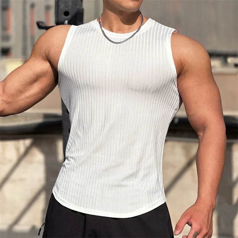 RUASPV Men's Fitness Tank Top - Striped Sleeveless Gym Vest for Summer - Buy Center US