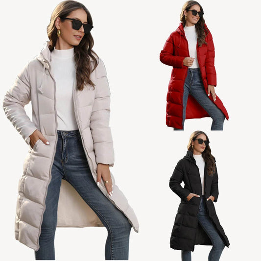 Women's Hooded Down Coat - Medium Long Slim Fit Stylish Parka - Buy Center US
