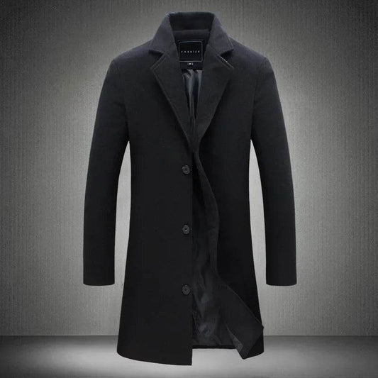 2025 Autumn Winter Men’s Long Cotton Blend Jacket - Casual Slim Fit - Buy Center US