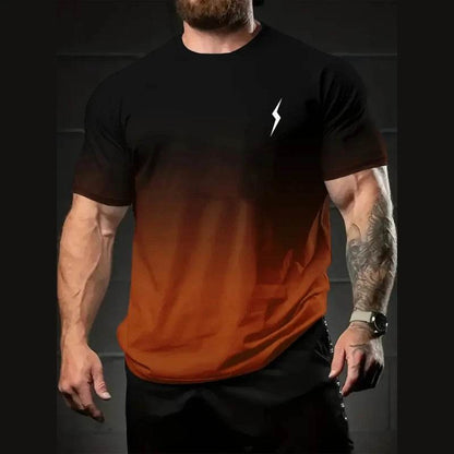 Gradient Men's Oversized T-Shirt - Lightning Print Casual Summer Top - Buy Center US
