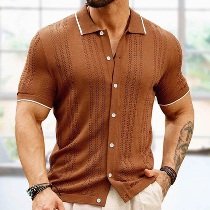 WQAFVG Men's Summer Cardigan Polo Shirt - Casual Striped Knit M-3XL - Buy Center US