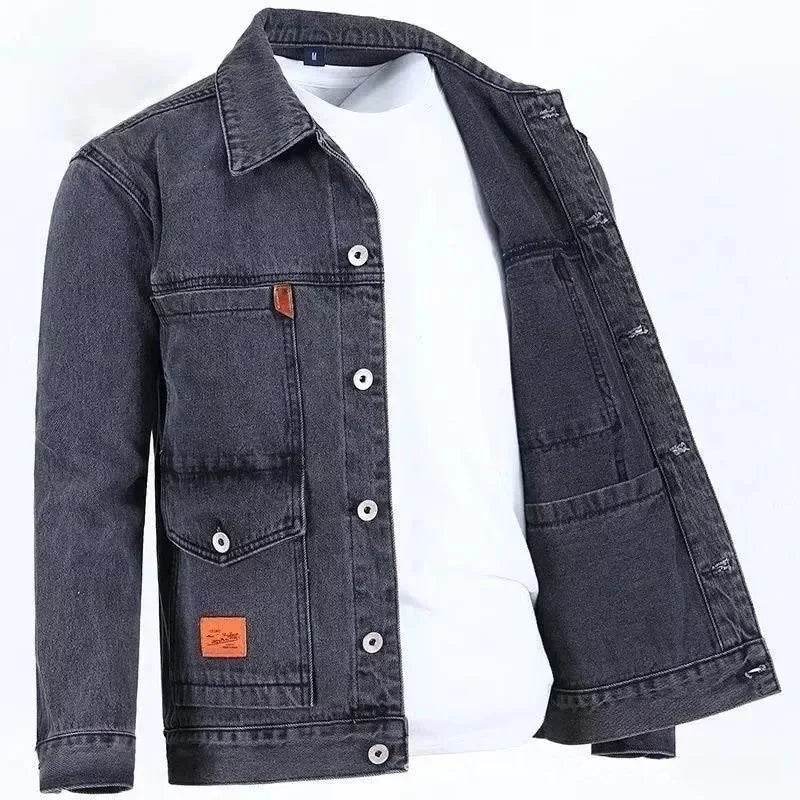 Trendy Men's Loose Fit Denim Jacket - Fashionable Spring Crossbody Style - Buy Center US