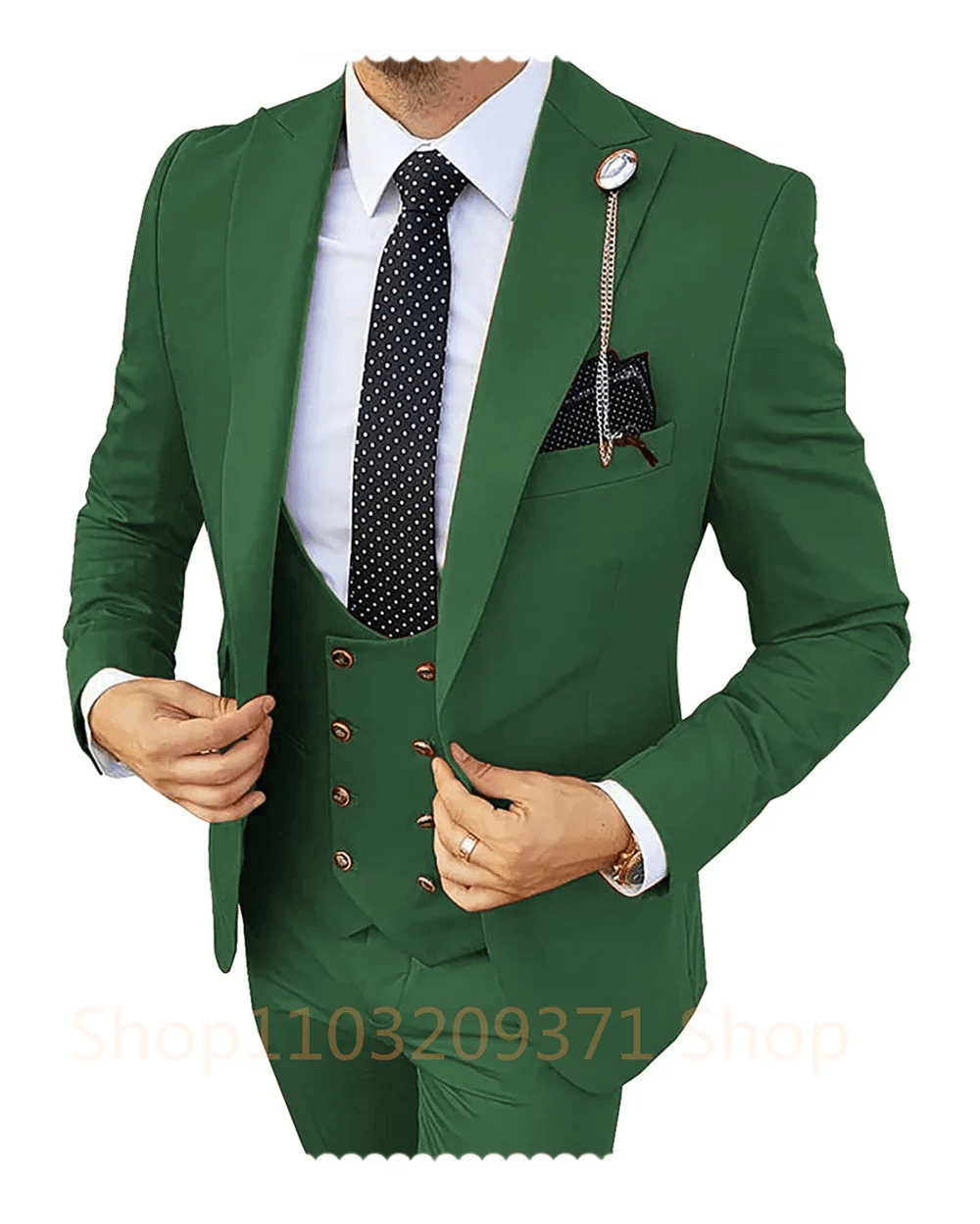 Khaki Men's Slim Fit 3-Piece Suit - Wedding Blazer, Vest & Pants - Buy Center US