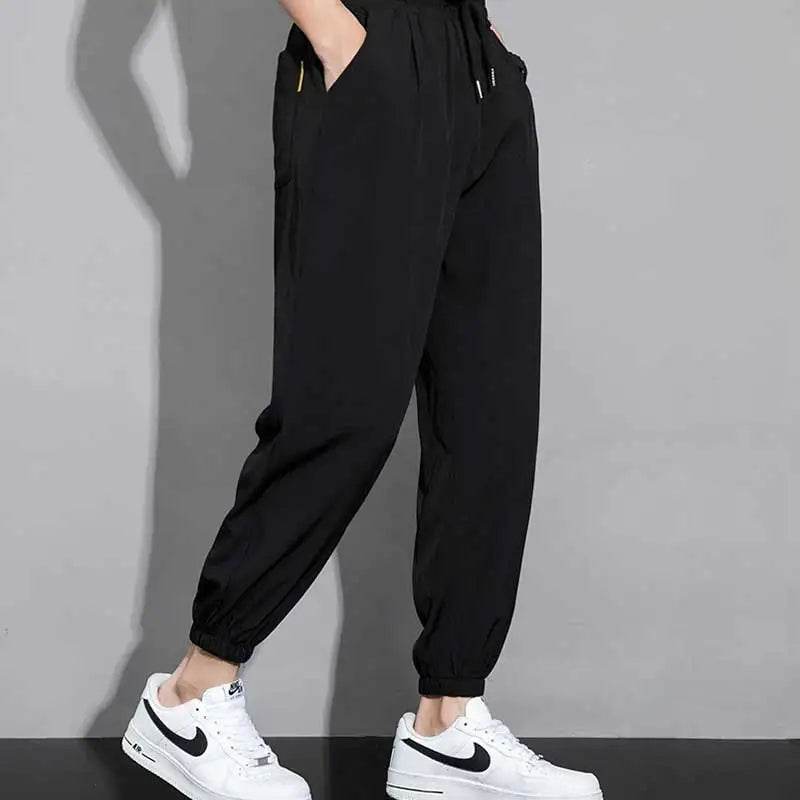 Men's Ice Silk Casual Sweatpants - Quick Drying, Loose Ankle Fit - Buy Center US