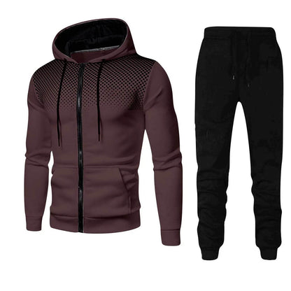 Stylish Zipper Hooded Tracksuit for Men - Casual Fitness Jogging Set - Buy Center US