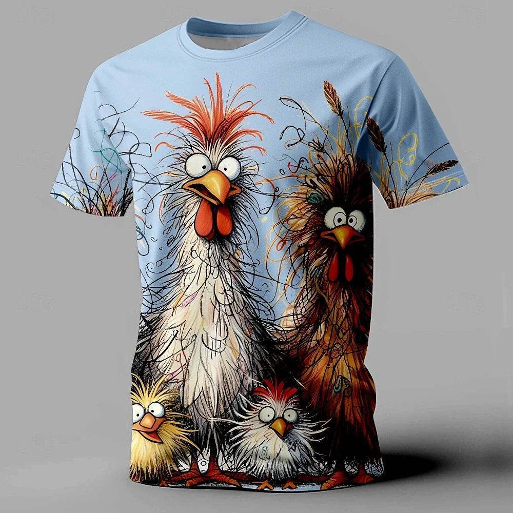 Funny Men's Oversized T-Shirt with Animal Chicken Print - Casual Summer Tee - Buy Center US