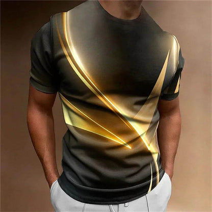 Men's Casual Loose T-Shirt - Vintage Black & White Striped 3D Print - Buy Center US