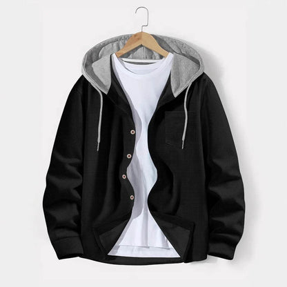 BOILEN HENG XIN Men’s Hooded Cardigan - Casual Waffle Knit Coat - Buy Center US