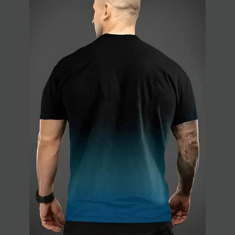 Gradient Men's Oversized T-Shirt - Lightning Print Casual Summer Top - Buy Center US