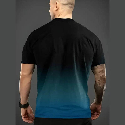 Gradient Men's Oversized T-Shirt - Lightning Print Casual Summer Top - Buy Center US