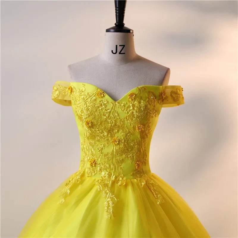 Ashley Gloria Yellow Quinceanera Dress - Elegant Floral Ball Gown - Buy Center US