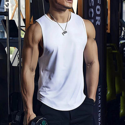 2025 Men's Solid Color Tank Top - Bodybuilding Gym Stringer Sleeveless Shirt - Buy Center US