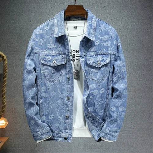 Qj Cinga Men's Casual Denim Jacket - Single-Breasted, Pure Color Style - Buy Center US