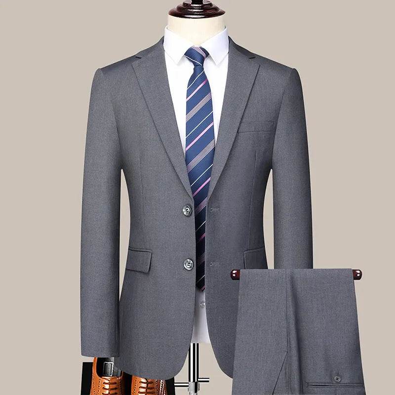 Korean Slim-Fit Business Suit Set - Men’s Formal Dress Wear for Work - Buy Center US