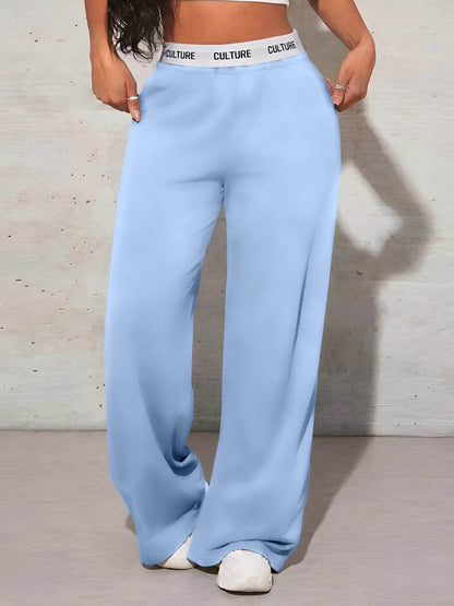 Women's High Waist Wide Leg Pants - Casual Solid Color Style - Buy Center US