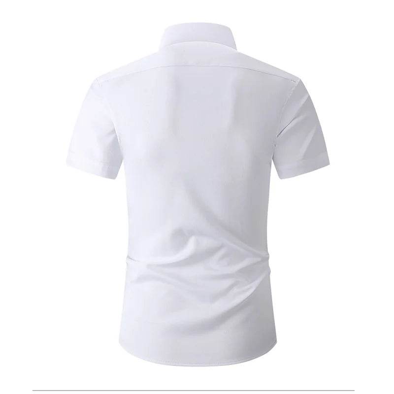 Jwoglt Men's Casual Button-Down Short Sleeve Shirt - Solid Black & White - Buy Center US