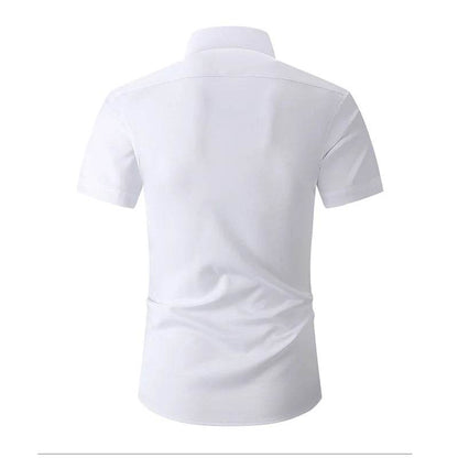 Jwoglt Men's Casual Button-Down Short Sleeve Shirt - Solid Black & White - Buy Center US
