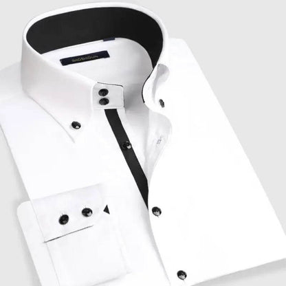 Premium White Dress Shirt for Men - Non-Iron Wrinkle Resistant Long Sleeve - Buy Center US
