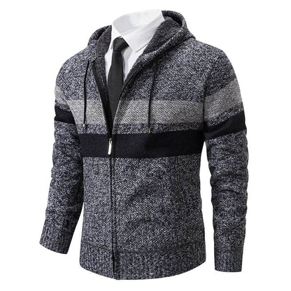 ENWEIGE Men's Hooded Sweater Coat - Warm Velvet Padded Knit Cardigan - Buy Center US