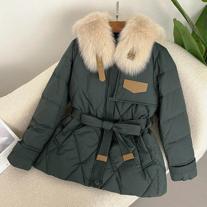 2024 Women’s Thick Down Jacket - Real Fur Collar for Warmth - Buy Center US