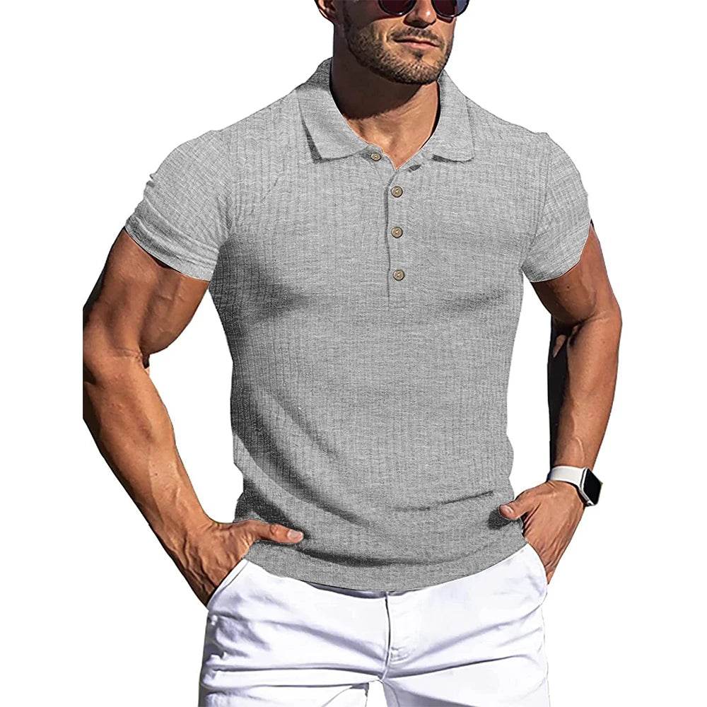 King Billion Men's Summer Polo Shirt - Solid Stripe, Short Sleeve Casual Wear - Buy Center US