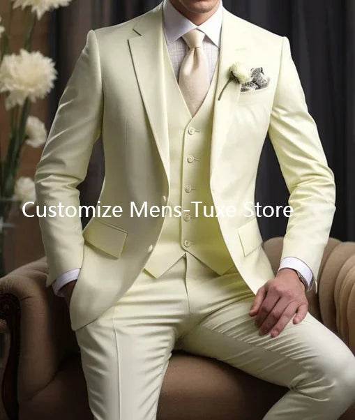 Elegant Men's Wedding Suit - Slim Fit 3-Piece Blazer, Pants & Vest - Buy Center US
