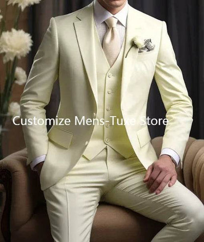 Elegant Men's Wedding Suit - Slim Fit 3-Piece Blazer, Pants & Vest - Buy Center US