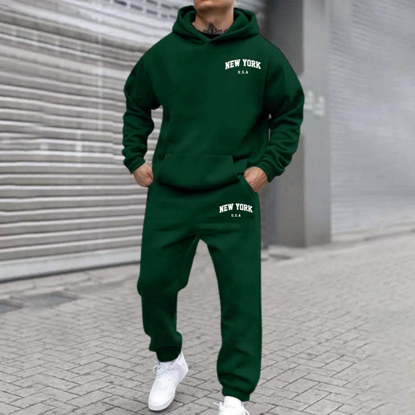 Oversize Men's Tracksuit Set - Autumn Fashion Hooded Sweatshirt & Pants - Buy Center US