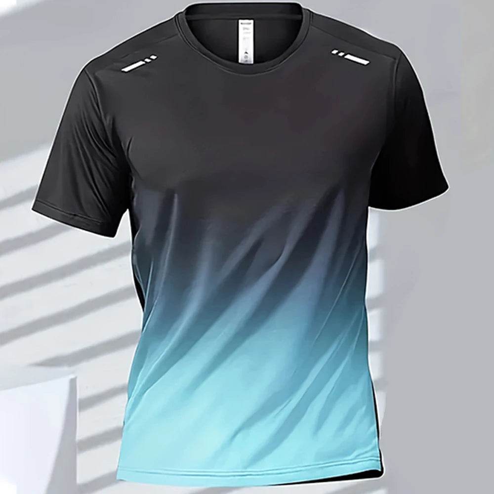 Men's Quick-Dry Gradient Sports T-shirt - Lightweight Short Sleeve Tee - Buy Center US