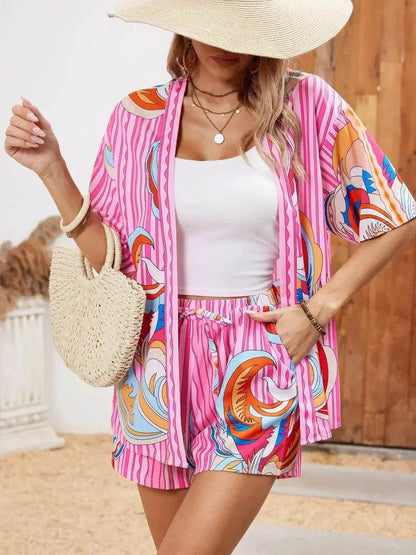 Women's Summer Loose Fit Cardigan and Shorts Two-Piece Set - Buy Center US