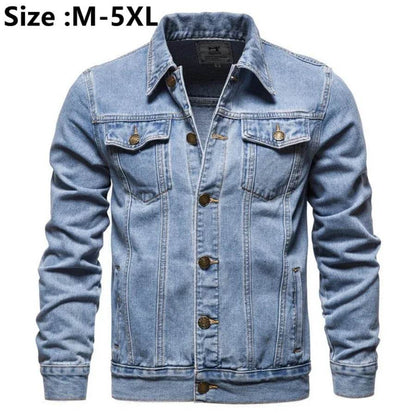 Casual Men's Cotton Denim Jacket - Solid Color, Slim Fit Outerwear - Buy Center US