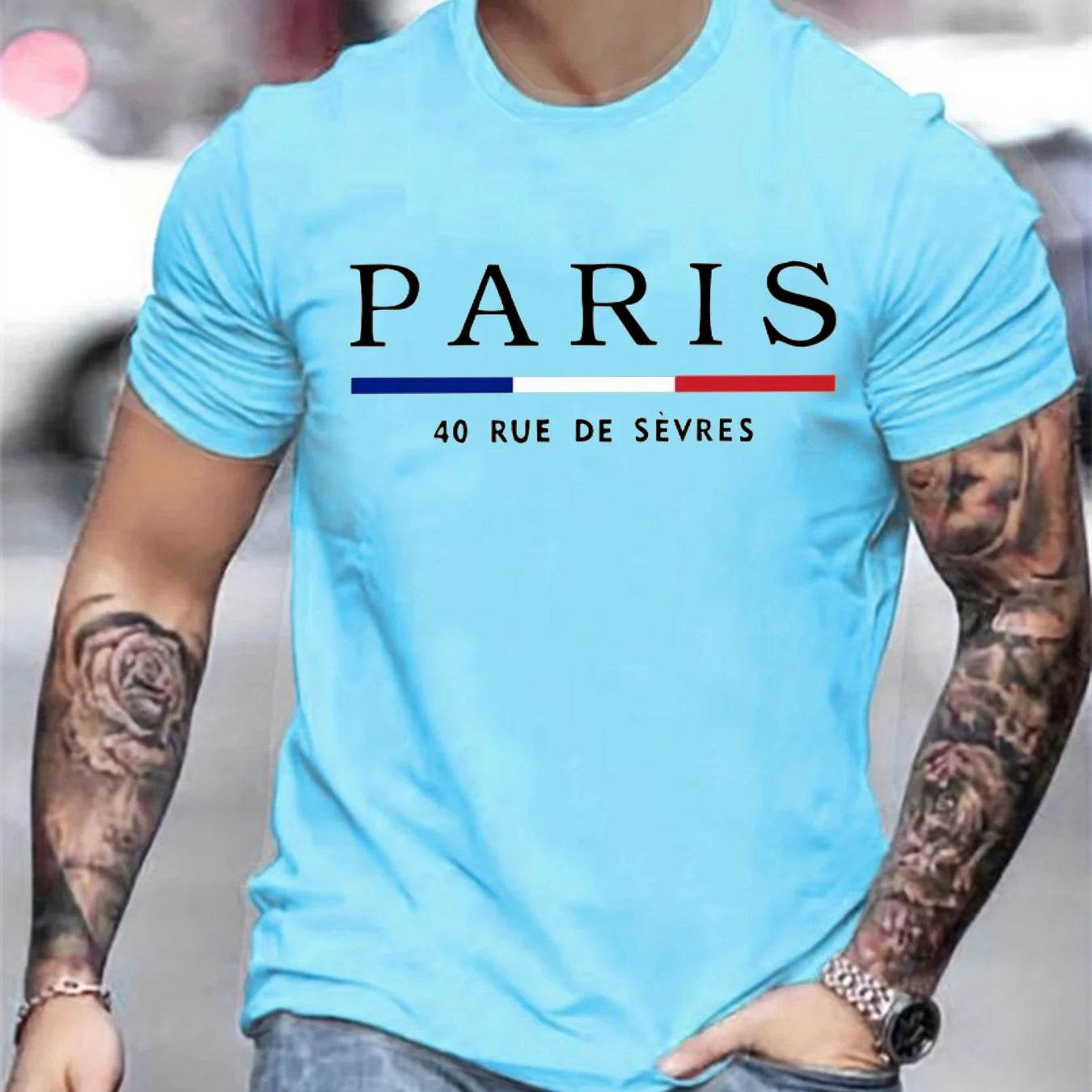 Paris Graphic T-Shirts for Men - Breathable Short Sleeve Casual Tees - Buy Center US
