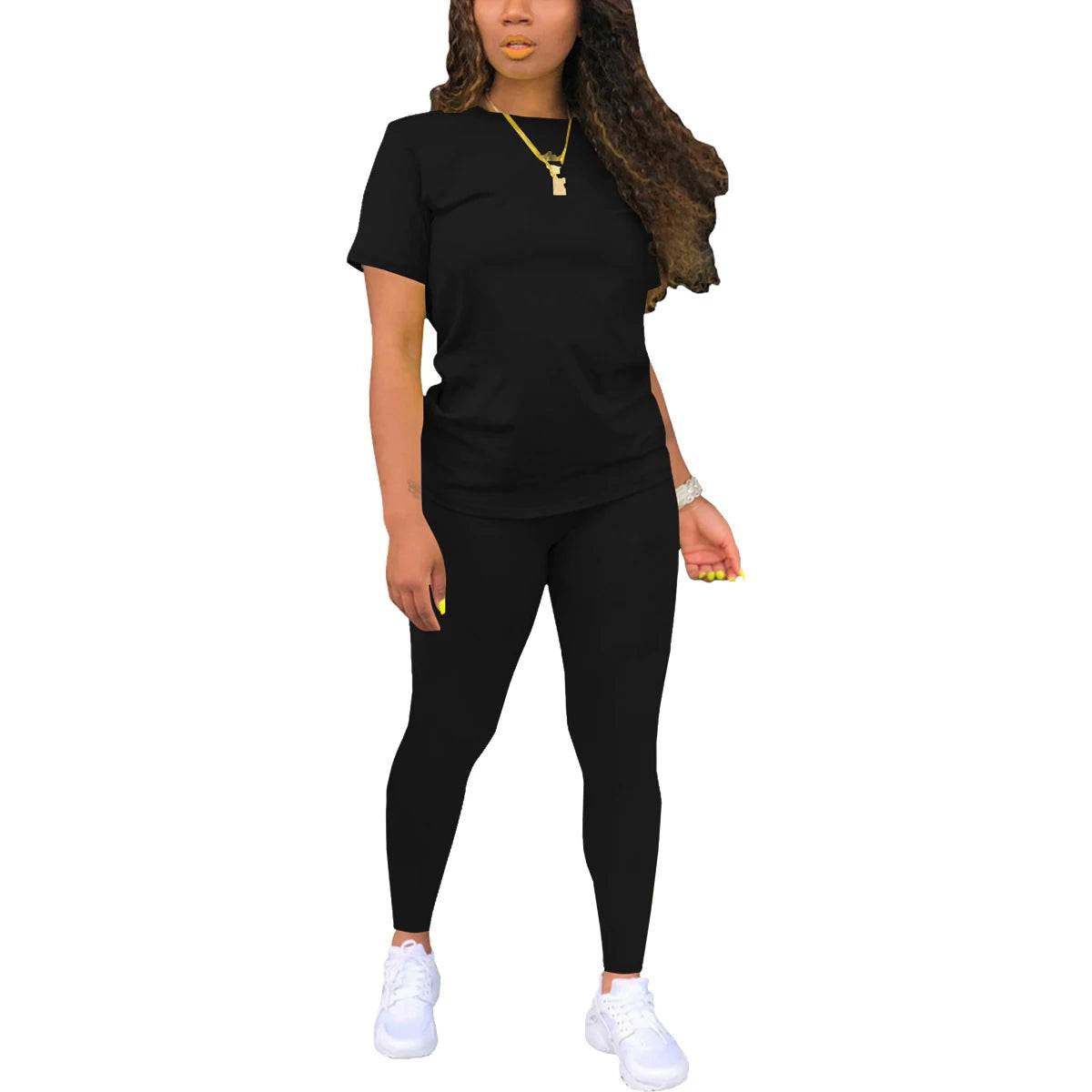 HAKUBEBY Women's Summer Short Sleeve Pants Set - Casual & Comfortable - Buy Center US