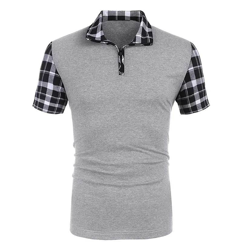 Summer 2024 Oversized Checkered Short Sleeve Polo - Casual Men's T-Shirt - Buy Center US