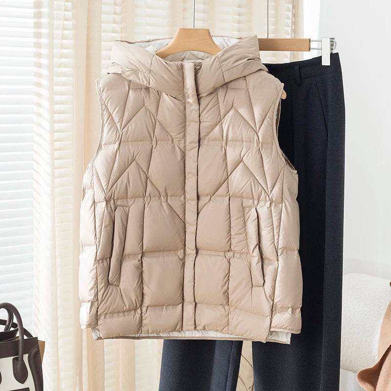 Women's Hooded Ultra Light Down Vest - Stylish Sleeveless Puffer Coat - Buy Center US