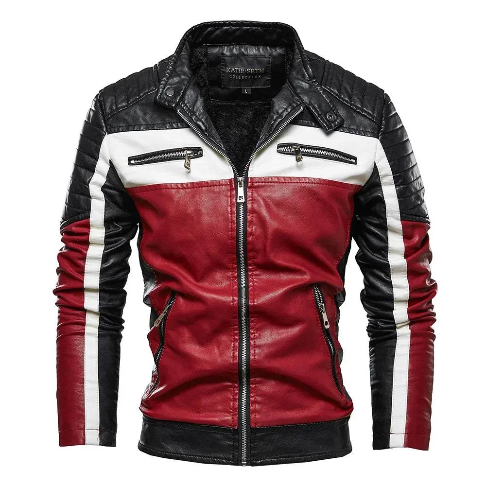 Men’s Yellow PU Leather Biker Jacket - Slim Fit Casual Zipper Coat - Buy Center US