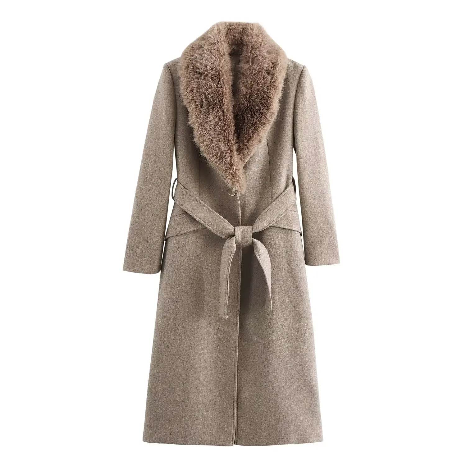 Women's Faux Fur Collar Coat - Autumn Winter Fashion by RainbowDay - Buy Center US