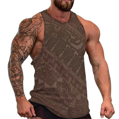 Samoan Men's Beach Vest - Polynesian Design for Summer Travel - Buy Center US