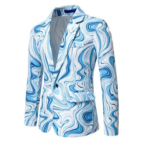 Qj Cinga Fashion 3D Printed Blazers for Men - Stylish Dance Party Jacket - Buy Center US