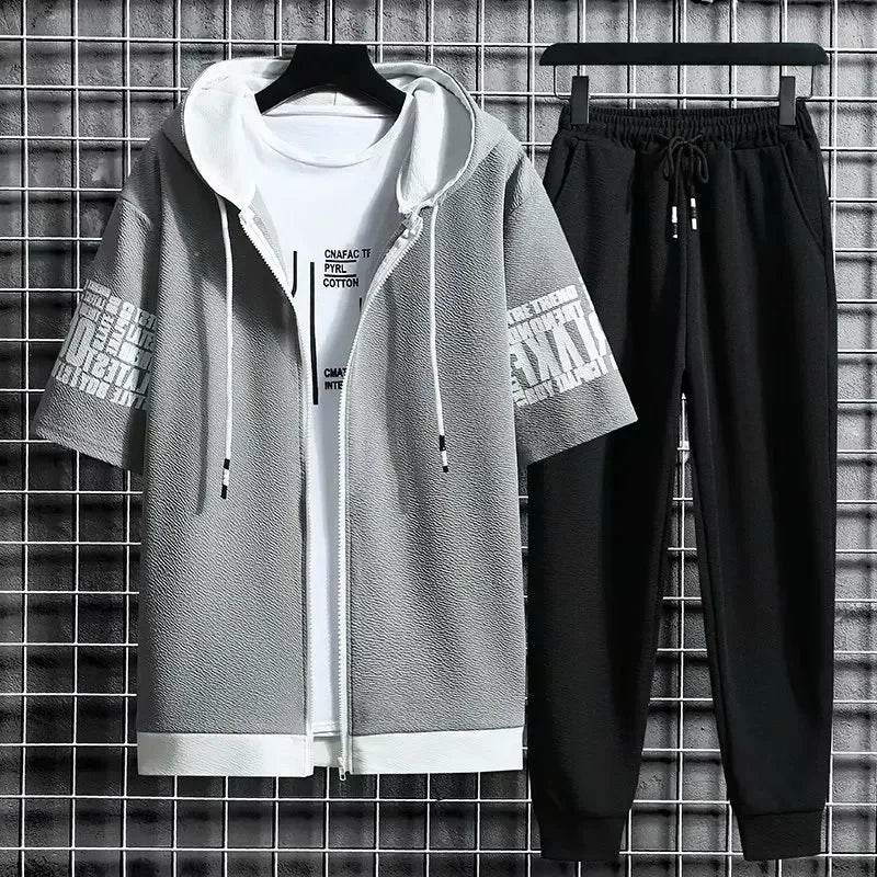 XMSFTD Men's Summer Sports Suit - Casual Hooded T-Shirt & Quick-Dry Pants - Buy Center US