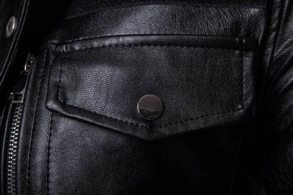 DOIYTTS Mid-length Faux Leather Jacket for Men - Casual Biker Style - Buy Center US