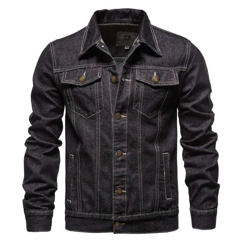 MISNIKI Men's Casual Jeans Jacket - Versatile Solid Color Outerwear - Buy Center US