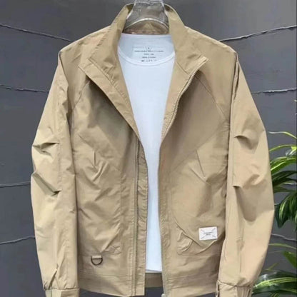 Casual Men's Autumn Jacket - Breathable Solid Color Stand Collar Design - Buy Center US