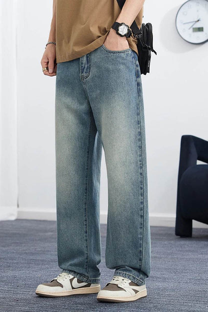 Men's Korean Style Straight Leg Lyocell Jeans - Lightweight & Casual - Buy Center US
