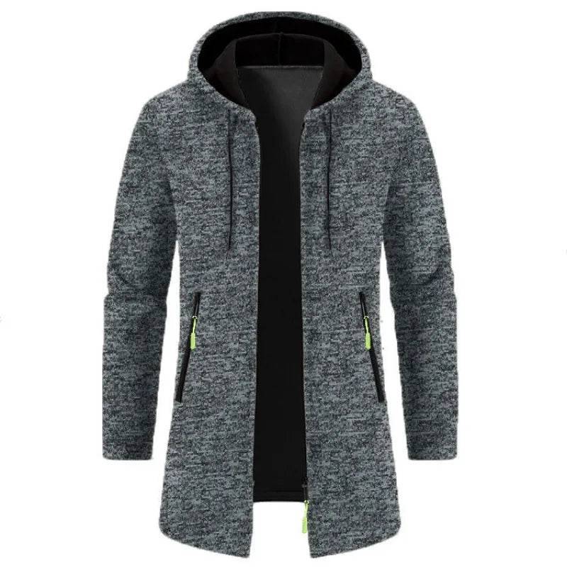 Men's Casual Long-Sleeved Hooded Cardigan Jacket - Solid Color Zipper Style - Buy Center US